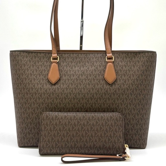 Michael Kors Sheila Large Logo Tote Bag & Matching Continental Wallet Brown - Picture 5 of 13